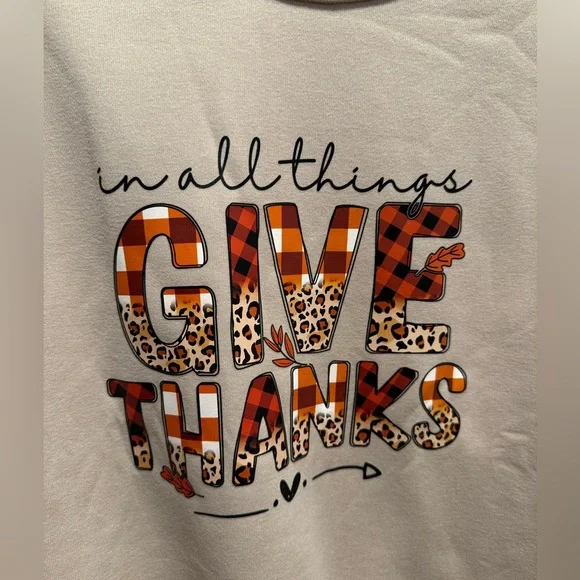 NWOT Womens fall sweatshirt size 1XL, “in all things give thanks” SHEIN - Picture 2 of 4